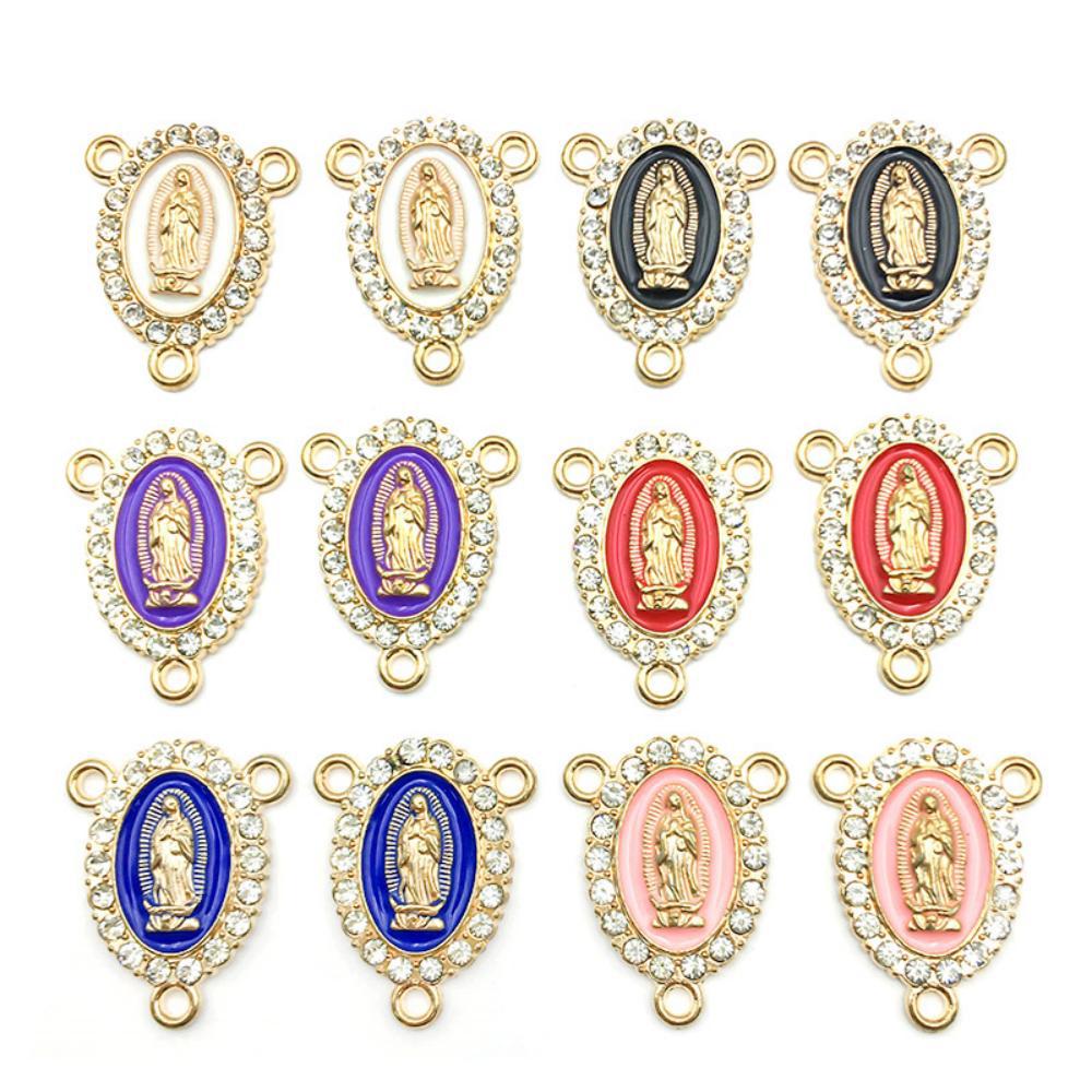 Gold Alloy Three-Hole White Rhinestone Pendant Charm for DIY Jewelry Accessories