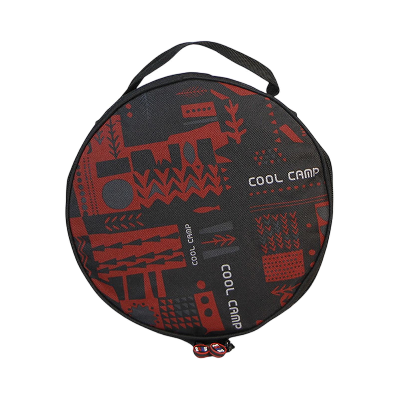 

Outdoor Camping Tableware Bag, Portable Frying Pan, Bowl & Plate Storage, Round Baking Tray Oxford Cloth Handbag One Size червоний