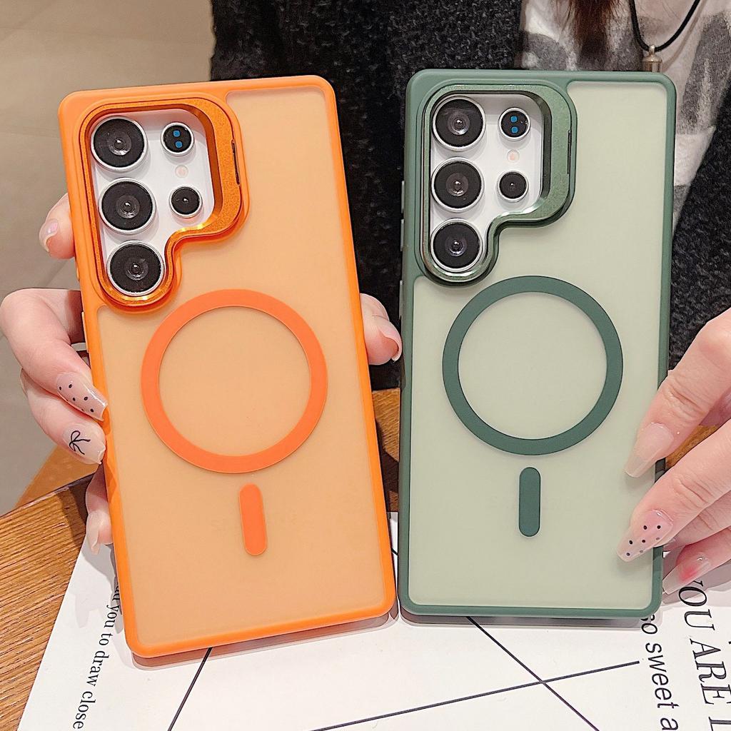 Skin-feel Hardware Lens Holder, Suitable for Samsung S25Ultra Phone Case Anti Drop S24  Magnetic Protective Case