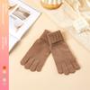 Winter Women's Warm and Velvet Dew fingered Knitted Gloves Five Finger Solid Color Wool Gloves Cold Touch Screen Gloves
