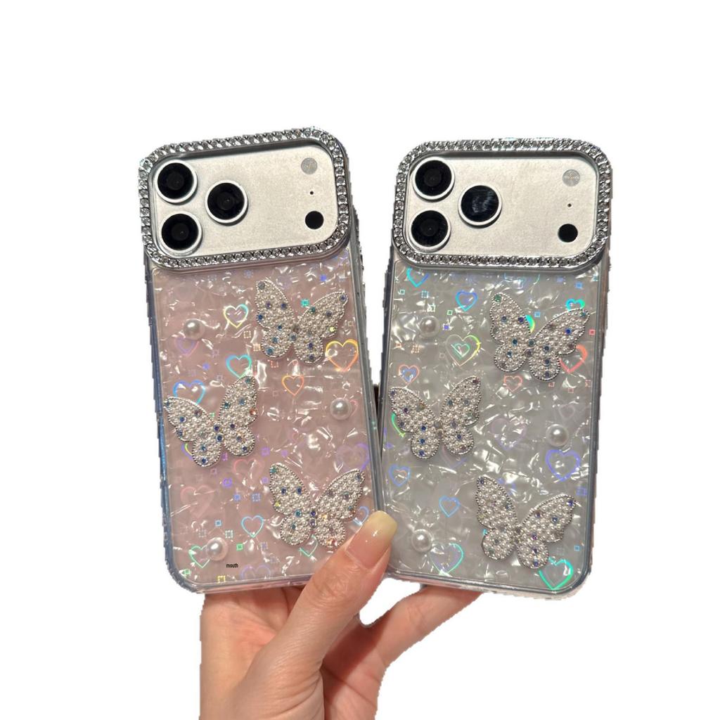Diamond Pearl Butterfly Phone Case for iPhone 17 Pro Max / 15 Pro / 11 / 12 / 13
