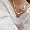 Long Court Style Bead Spaced Natural Special-shaped Baroque Pearl Necklace Trendy Sweater Chain