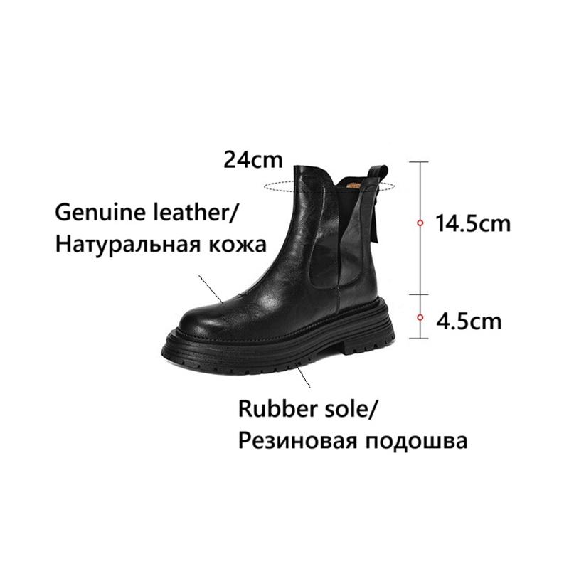 Fashion NEW Autumn Women Boots Round Toe Chunky Heel Shoes Split Leather Shoes Women Casual Platform Chelsea Boots Daily Shoes Zip Boots