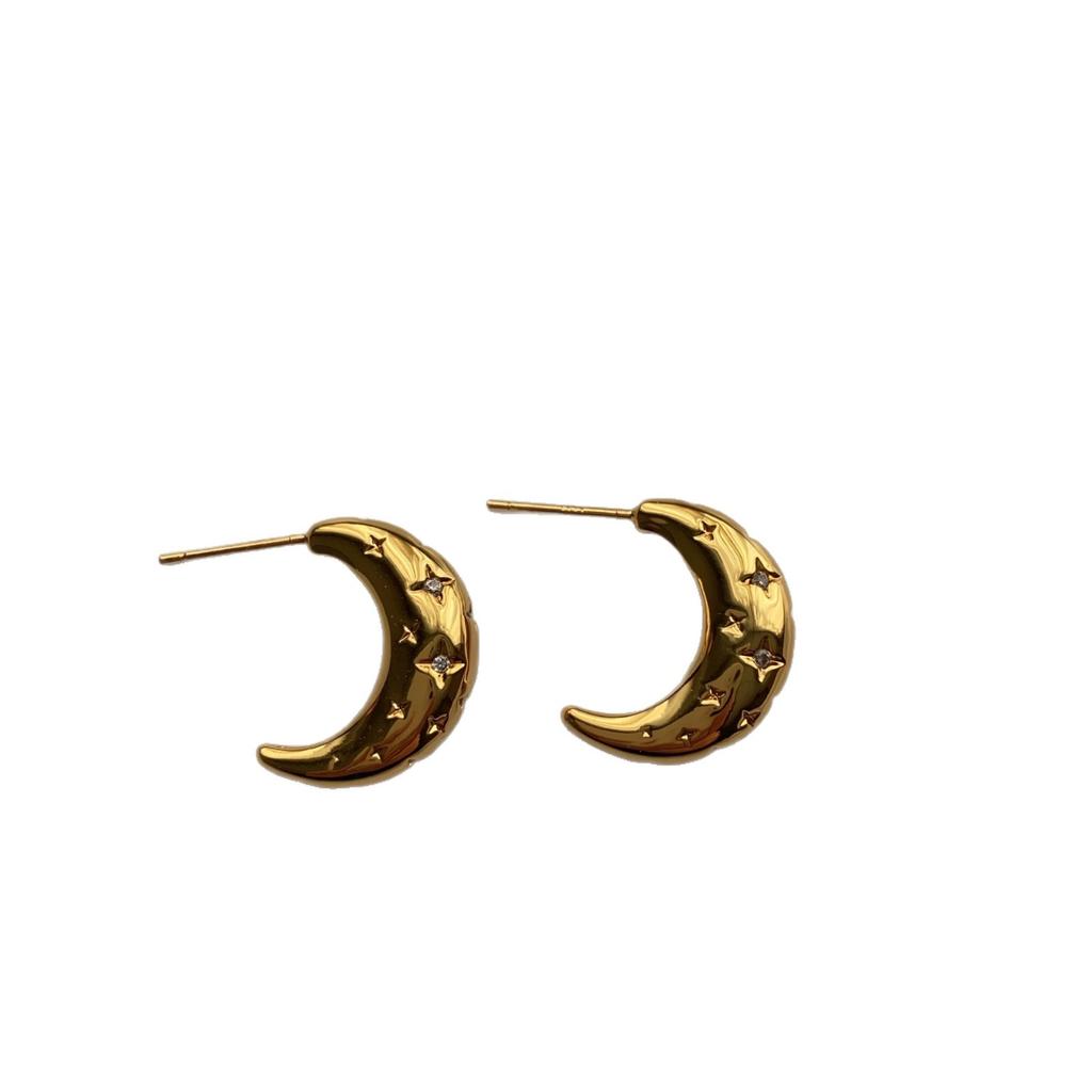 Light luxury minimalist classic metal crescent moon stud earrings niche exquisite earrings women's high sense fashion personality versatile earrings
