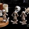 A84E-Skull Shelf Decor,Skeleton Figurine,Halloween Gothic Home Decor,Antique Accent Statue,Collectible Figurines Set Of 3