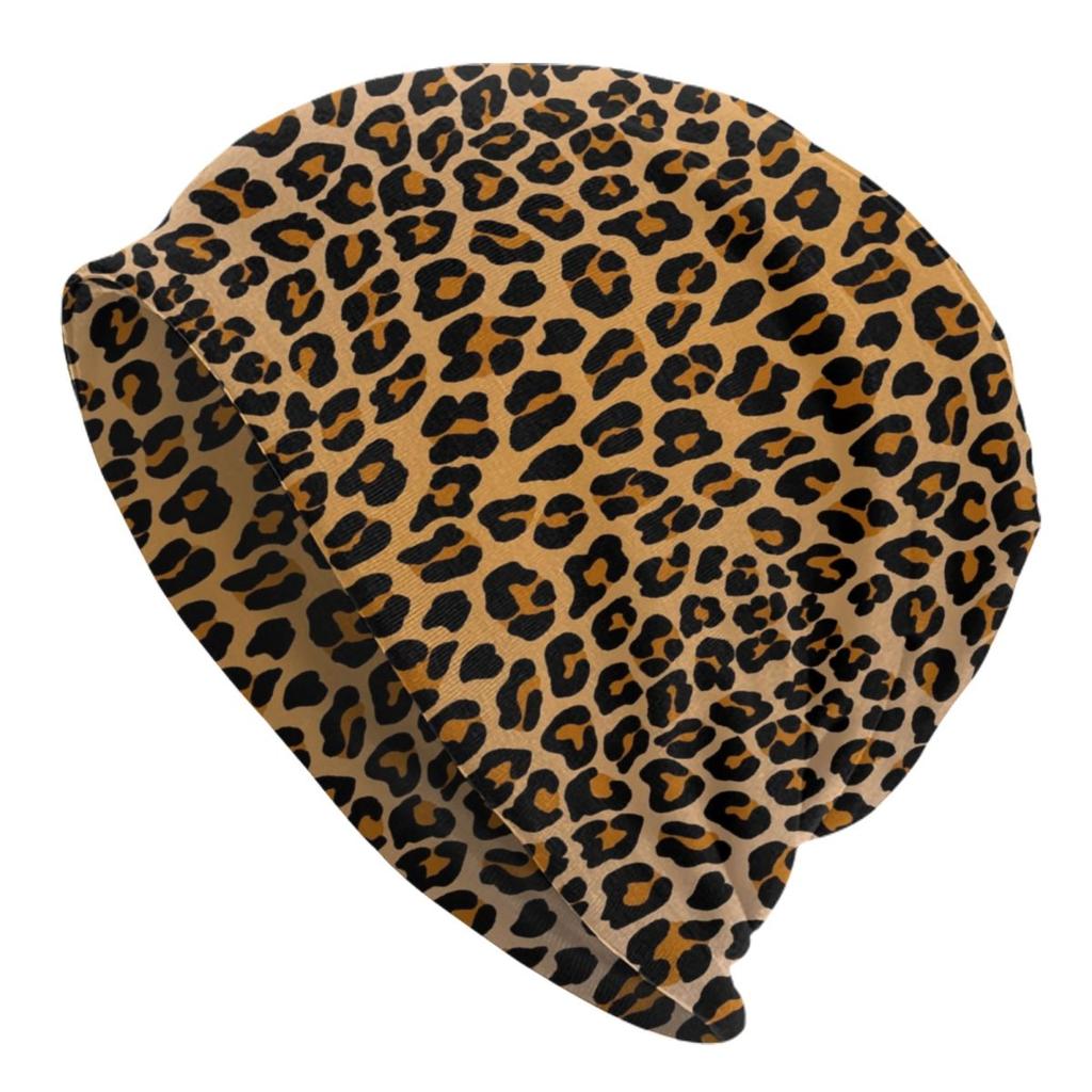 Leopard Fur Ethnic Tribal Geometric OrnaUnisexts Skullies Beanies Caps Winter Knit Hat Adult Animal Leather Texture Bonnet Hats