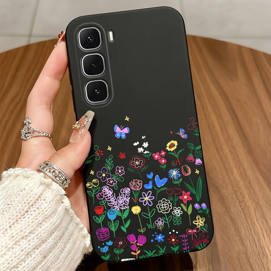 For Infinix Hot 60 50 Pro Plus 60i 50i 40i 30i 20i 20S Hot 20 30 Play 4G 5G Phone Case Lily Floral Matte Shockproof Soft Funda