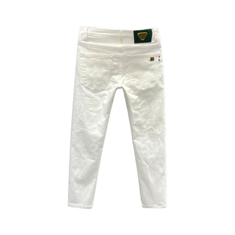 Men's White Slim Straight Nine-Point Summer Jeans - Versatile Business Casual Fashion