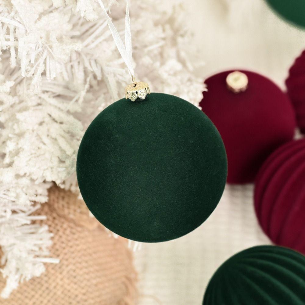 12pcs Plush Christmas Velvet Ball Ornaments Shatterproof Xmas Tree Hanging Ornaments Party Favors