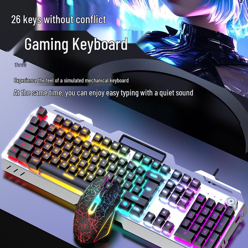 GX810 Wired Gaming Set: Mechanical Feel Keyboard, Mouse & Luminous Headset for Esports and Office.