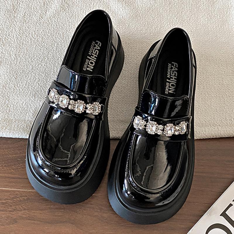 

Thick-soled Mary Jane shoes for women s 2025 spring new retro heightening black Japanese jk with skirt light mouth small leather shoes 35 чёрный