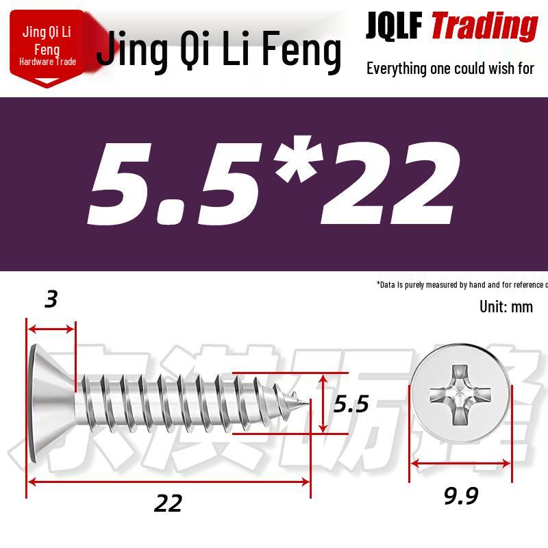 304 Stainless Steel Countersunk Self-Tapping Screw for Furniture & Outdoor Construction (GB/T 846)