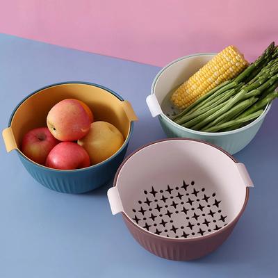 Κουζίνα Σιλικόνη Διπλό Μπολ Στραγγίσματος Καλάθι Πλυσίματος Αποθήκευσης Σουρωτήρια Μπολ Στραγγιστήρι Καλάθι Λαχανικών Εργαλείο Τρυπητό