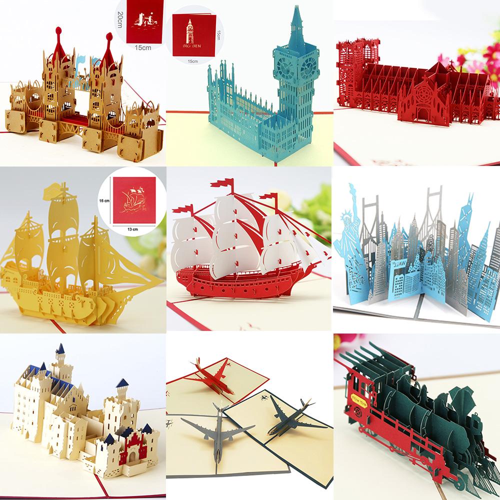 Pop Up 3D Birthday Cards World Attractions Card Business Invitation Boy Gift Greeting Tourist Postcard For Boyfriend Dad Present