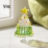 Decorative Christmas Collectibles Hand Blown Glass Tree Figurine, Mini Tabletop Seasonal Window Display Decor Xmas Ornament, Handmade Desktop Holiday