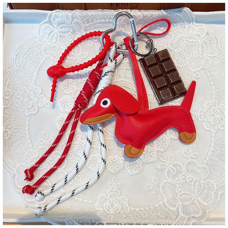 Retro Taxvalp Nyckelring med Miu-stil Chokladflätad Repsnodd