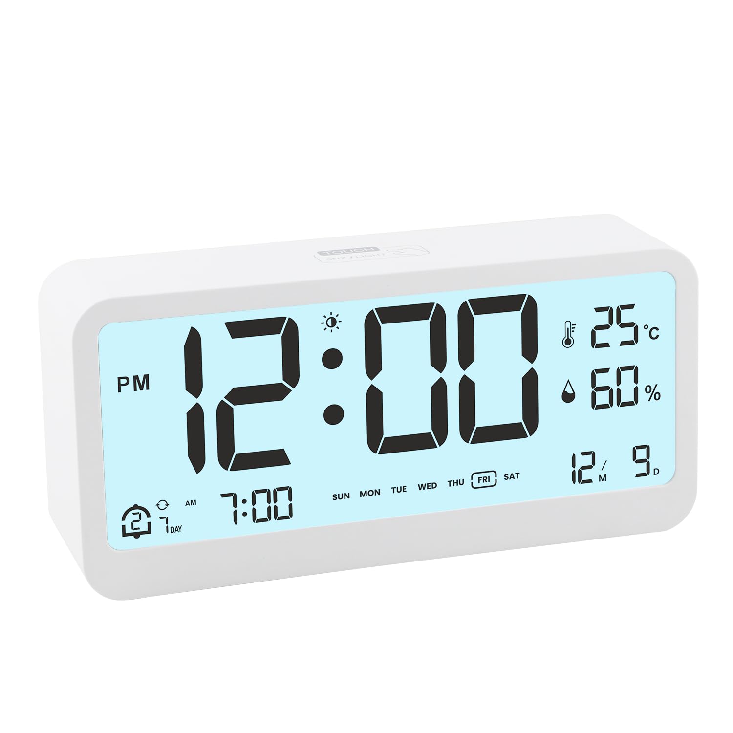 

Alarm battery large easy to always brightness digital progressive snooze double 79dB table easy to Japanese instruction manual clock, operated, белый