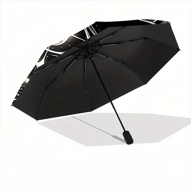 1pc Witch's Hat Illuminated by Stars and Moonlight Durable Cartoon Folding Umbrella, Portable 3-Fold Compact Umbrella for Men and Women, Suitable