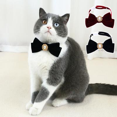 Haustierhalsband Faux-Perlen-Verzierung Anti-Erstickungsgefahr Vintage Niedlich Haustier Katzen Hunde Schleifenhalsband Haustier