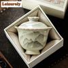 160ml Ru Ugn Keramisk Gaiwan Elegant Bergslandskap Blomma Mourh Te Terrin Hushålls Te Tillverkare Lock Skål Cha Ornament