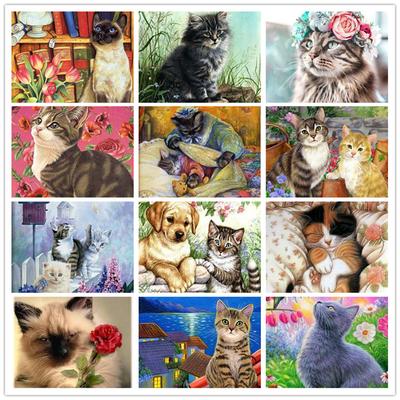 Nuovo arrivo pittura diamante animali punto croce pieno rotondo trapano gatto diamante ricamo vendita decorazione della casa immagine