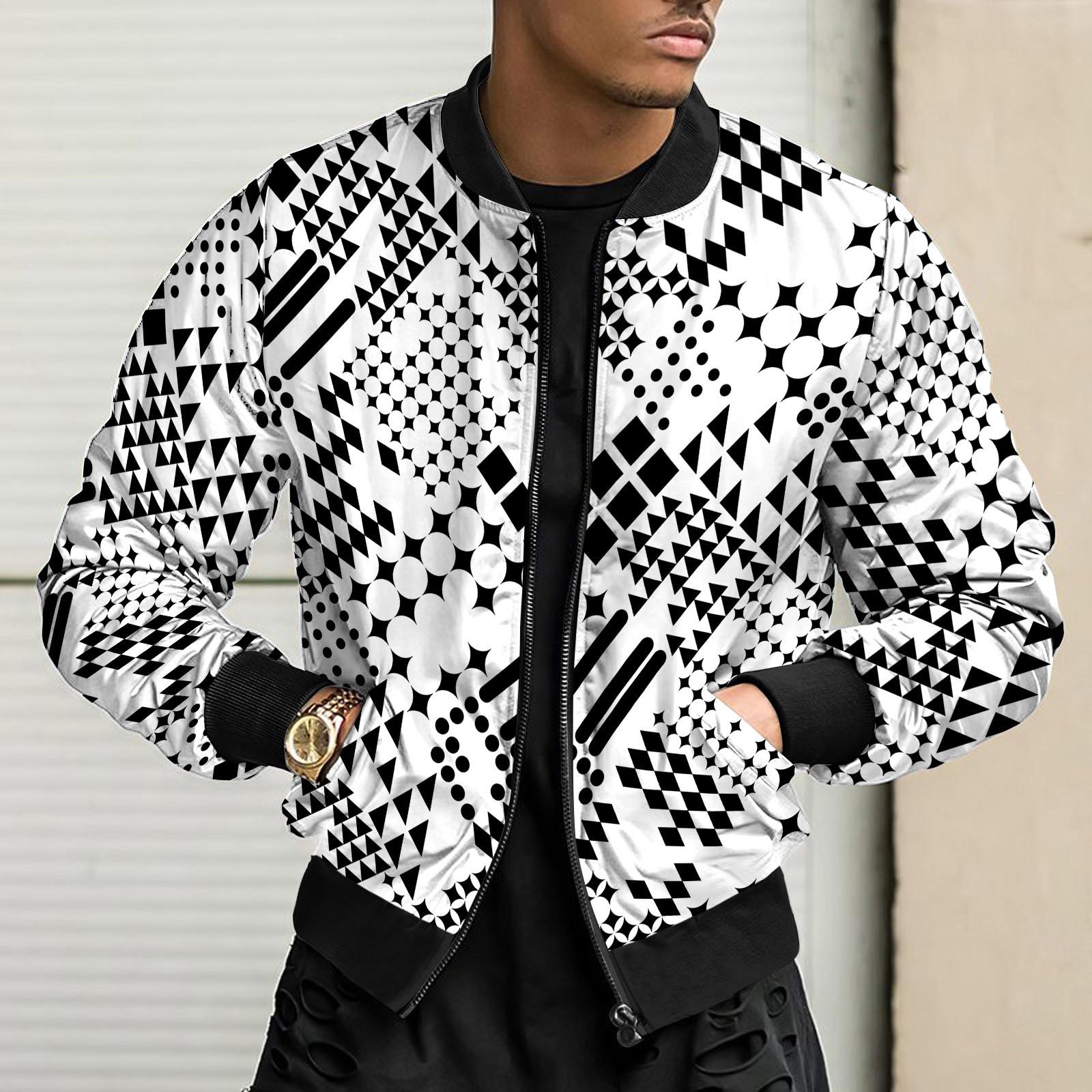 

Мужское повседневное пальто с принтом, бейсбольная куртка, короткое пальто на молнии с карманами XXXL белый