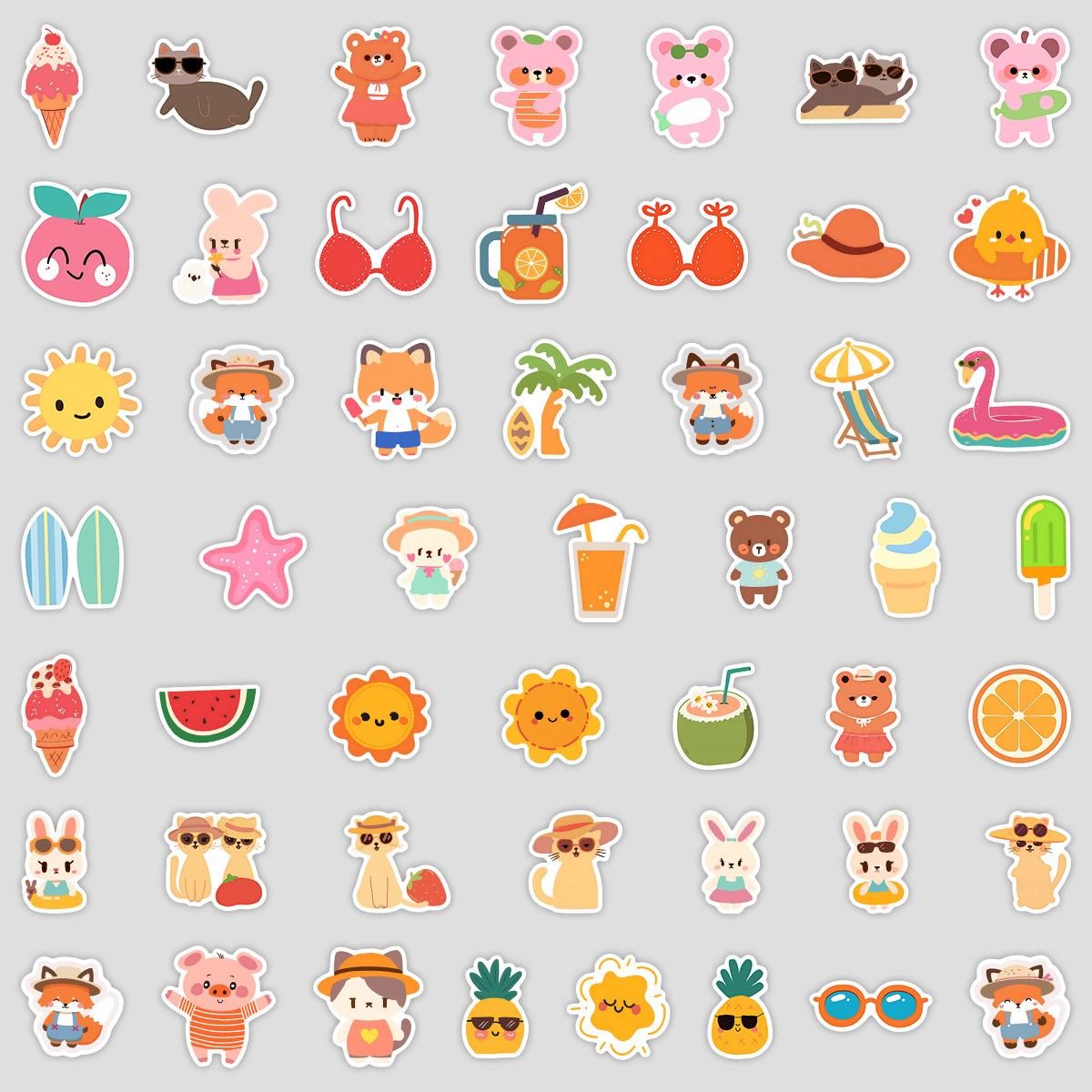 

50 Cartoon Zoo Doodle Stickers Water Cup Computer Suitcase Skateboard Waterproof DIY Decorative Stickers