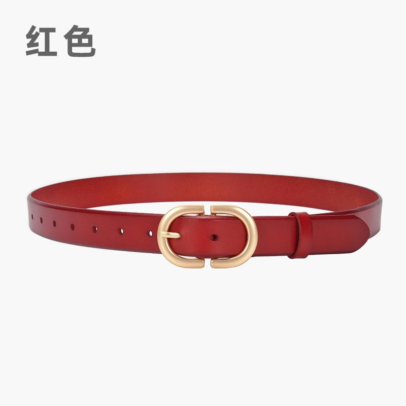 Four Seasons Available New Retro Belt Women'S Needle Buckle Genuine Leather Belt Women'S Versatile Cowboy Decorative Head Layer Cow Belt