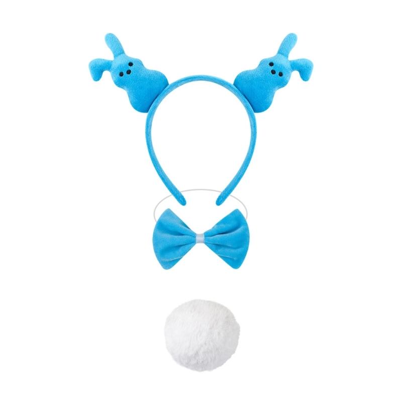 1/3/4/5Pcs Women's Bunnies Costume Accessories Set Rabbit Ears Headband Bowtie Rabbit Tail Tutu Skirt for Easter Party