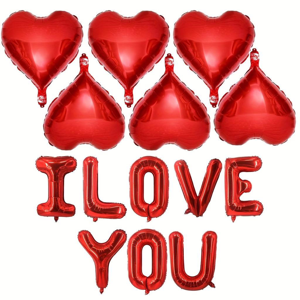 Red Heart-shaped Balloons with the Words "I Love You" Are Suitable for Decoration At Valentine's Day, Proposal Ceremonies and Wedding Parties.