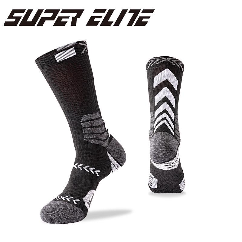Men's Elite Basketball Socks: Trendy Color Block, Thick Terry Bottom, Sweat-Absorbent, Breathable, Professional Sports Socks.