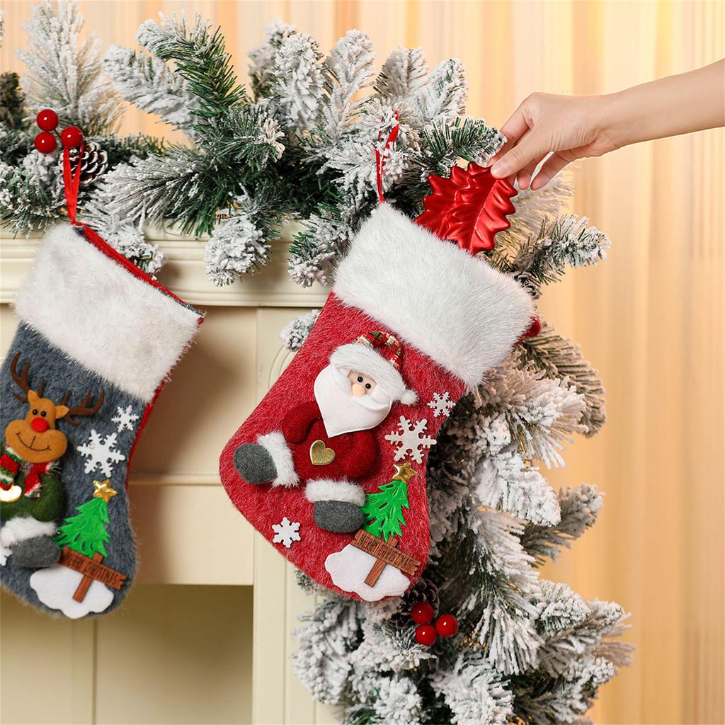 Snowman Christmas Stockings Candy Bag Cartoon Christmas Hanging Socks For Fireplaces Home Office Party Decorations