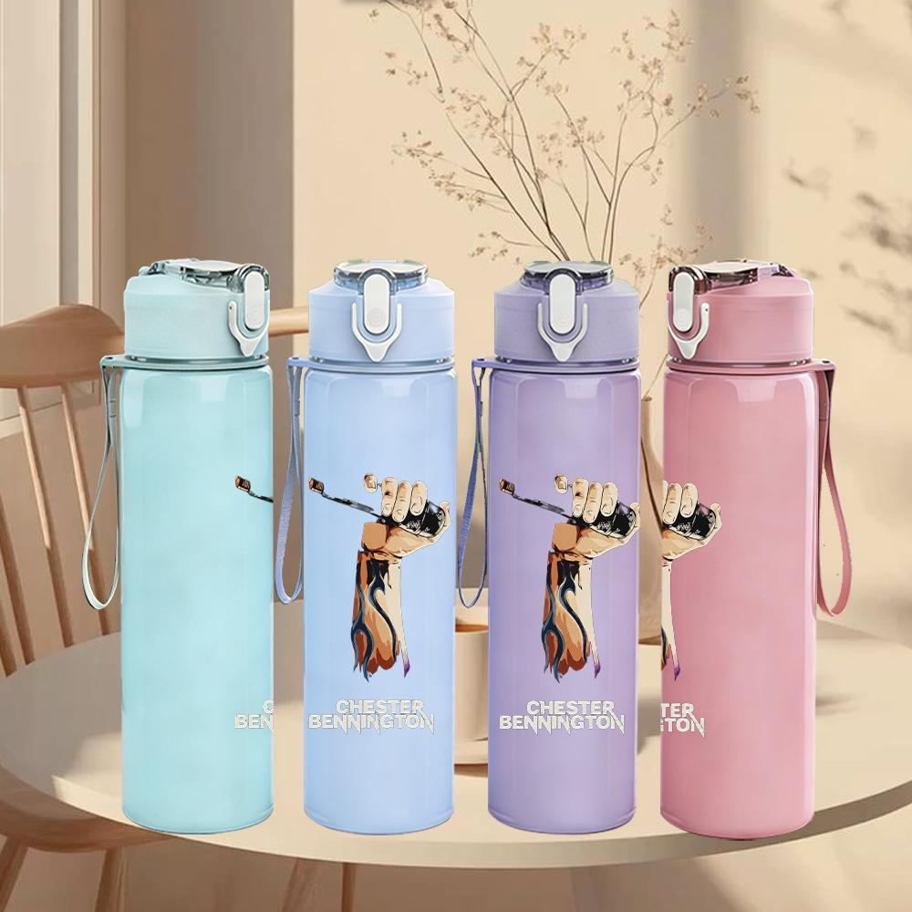 1PC Cowgirl western female silhouette print 750ml colorful plastic sports water bottle leakproof pop up lid with straw for outdoor work home use
