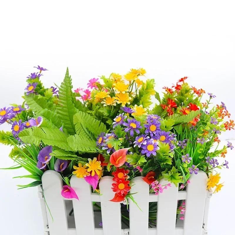 One Bouquet 7 Branch 28 Heads Cute Silk Daisy Artificial Decorative Flower DIY Wedding Flower Bouquet Home Room Table Decoration