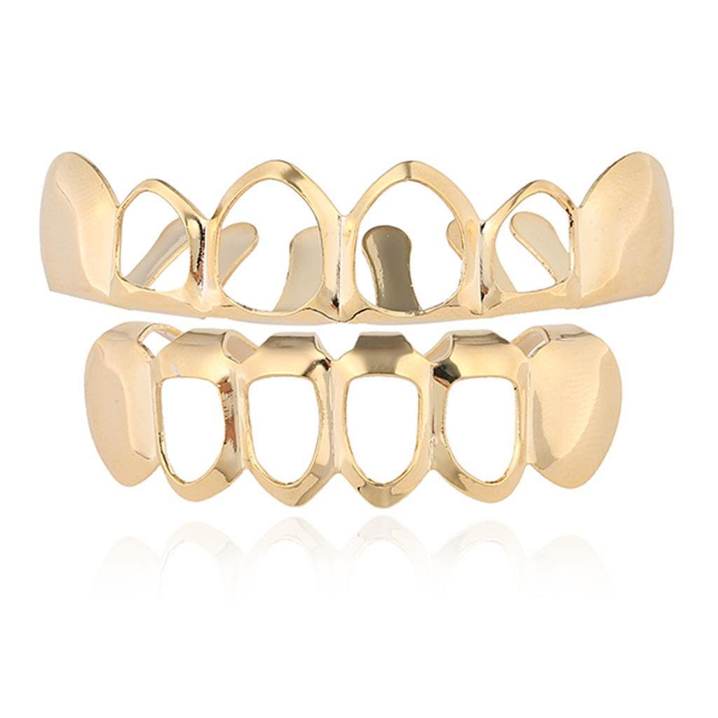 Trendy Hip Hop Grillz: Multi-Specification Hollow Pattern Six Teeth Jewelry