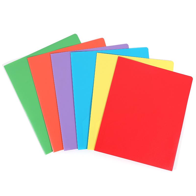 Solid Color A4 Double-Sided Pocket Document Binder, Thickened PP Plastic Storage Folder