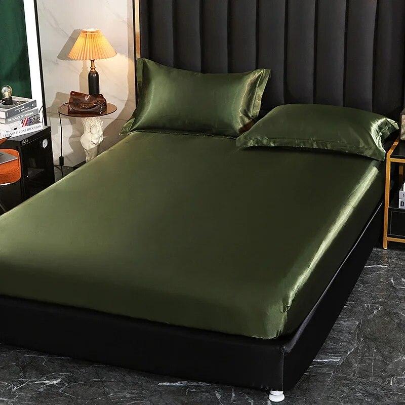 Luxuriöses Satin-Spannbettlaken, hochwertiger Matratzenbezug, einfarbiges Bettlaken mit Gummiband, Bettlaken 140 x 200, 160 x 200 Spannbettlaken