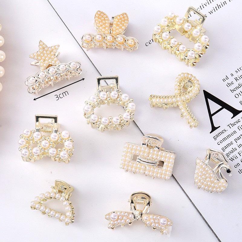 Korean Style Rhinestone & Pearl Hair Claw Clip for Women & Girls