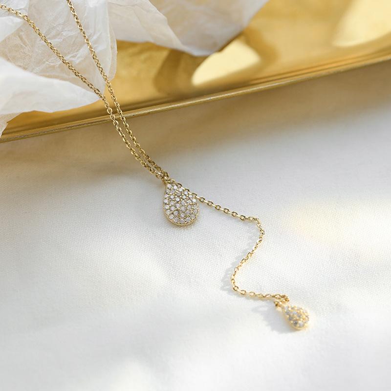ANENEJERY Women's Necklace Simple Personality Water Drop Necklace Fashion Versatile Hollow Necklace
