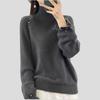 Women's Turtleneck Sweater Autumn Winter Beaded Loose Sweater Solid Color Pullover Knit top