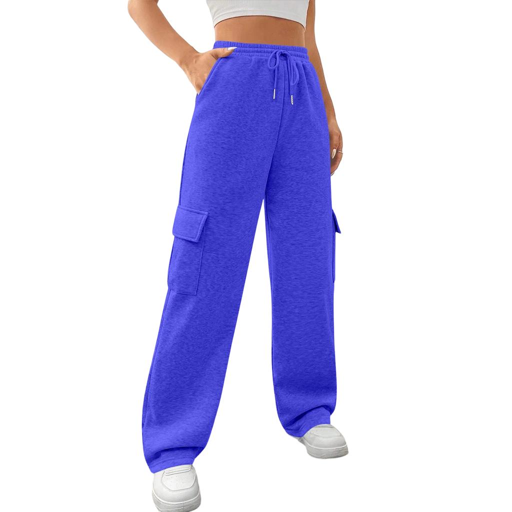 Women's Casual, Stylish, Loose-fitting, Sporty Drawstring Waist Wide-leg Pants