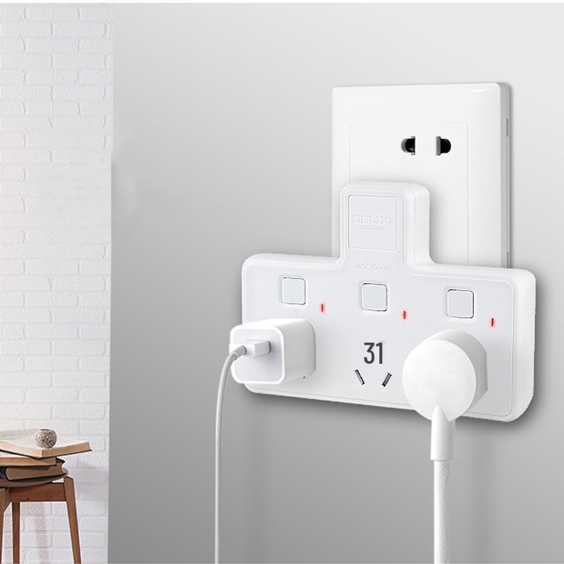 Delixi Multi-Function Socket Strip: One-to-Two Plug, Wire-Free, Multi-Hole Panel Expansion Converter.