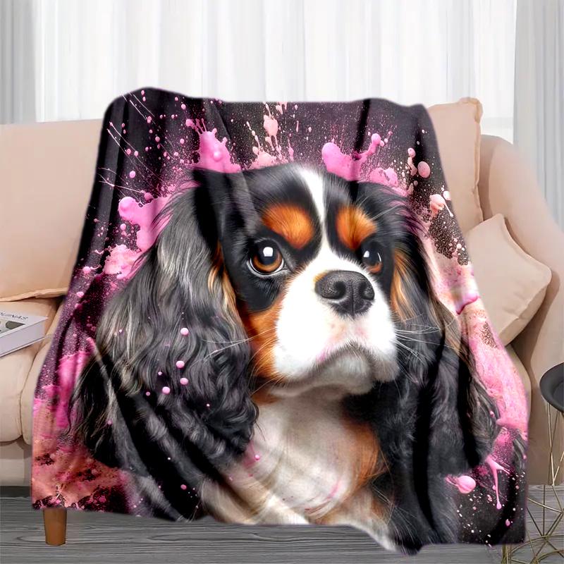 1PC Dog cute printed blanket, all season lightweight home office outdoor nap multifunctional blanket A8