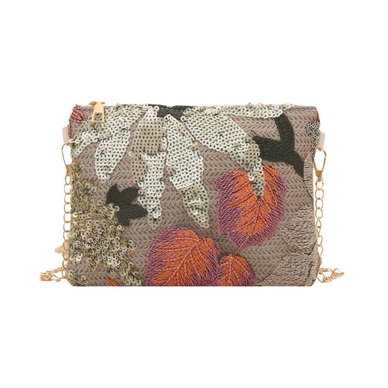 Плетеная сумка-клатч 2025 новая женская сумка вышитая пайетками сумка-конверт европейская и американская нишевая соломенная сумка