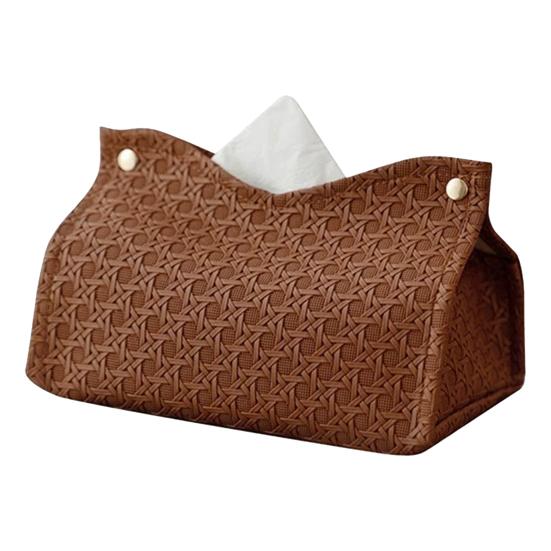 Tissue Box PU Leather Tissue Holder Smooth Dispensing Decorative Paper Towel Case Simple Style Organizer for Home Office Desktop