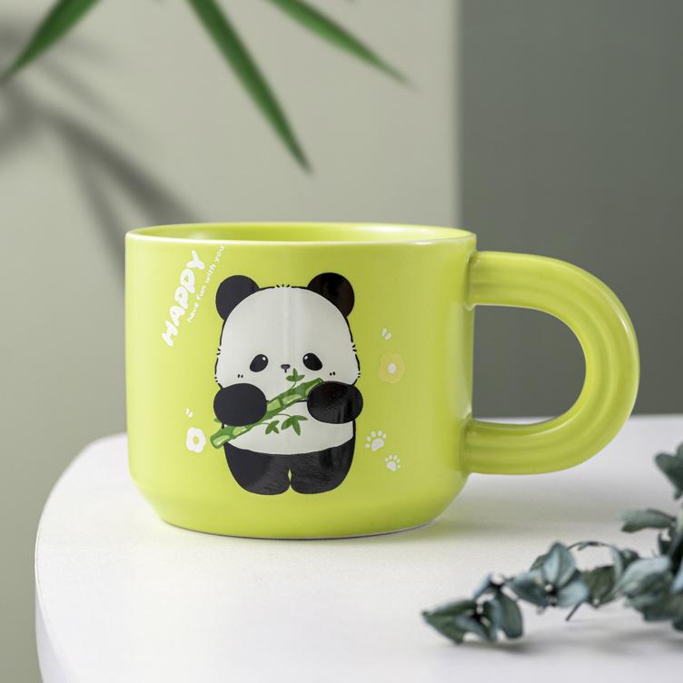 Cute Panda Mug High Looking Cartoon Ceramic Water Cup for Girls Couple Tea Cup Souvenir Coffee Breakfast Cup