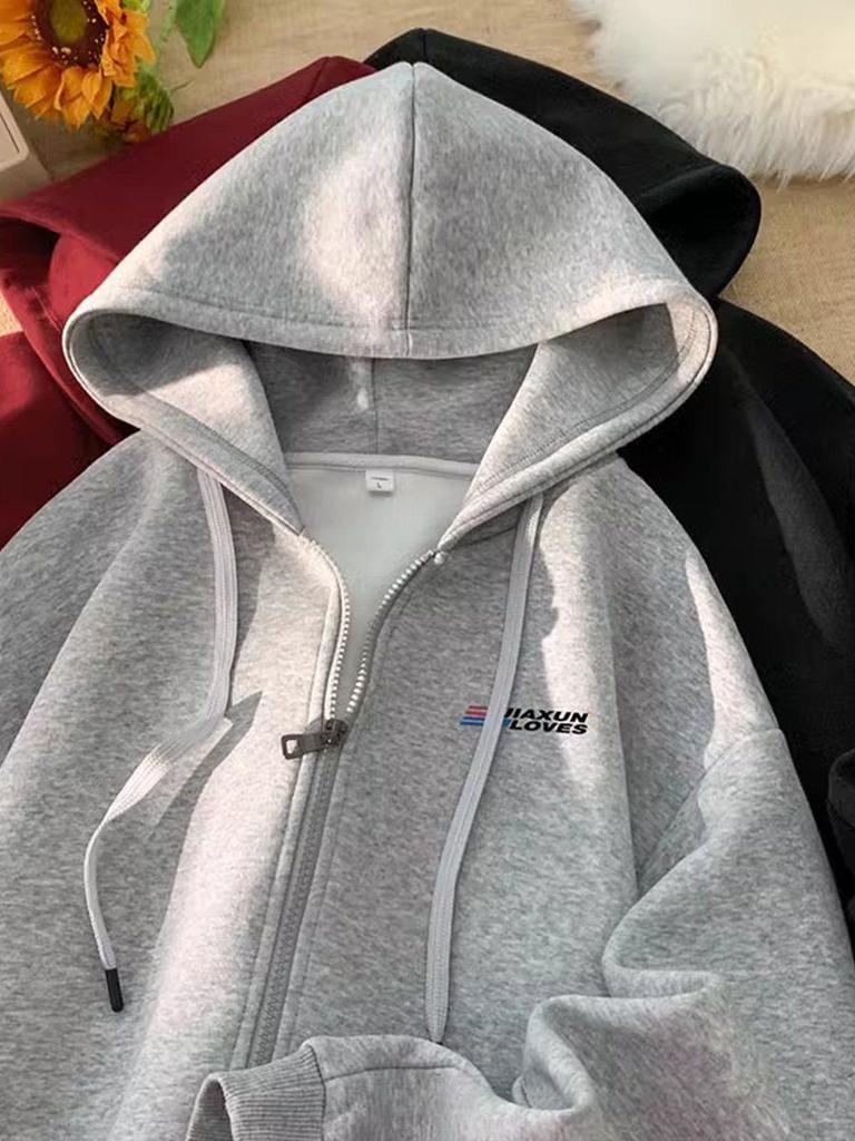 Unisex American Style Heavyweight Zip-Up Hoodie, Versatile Basic Cardigan for Spring & Autumn, 2024 Winter New Arrival.