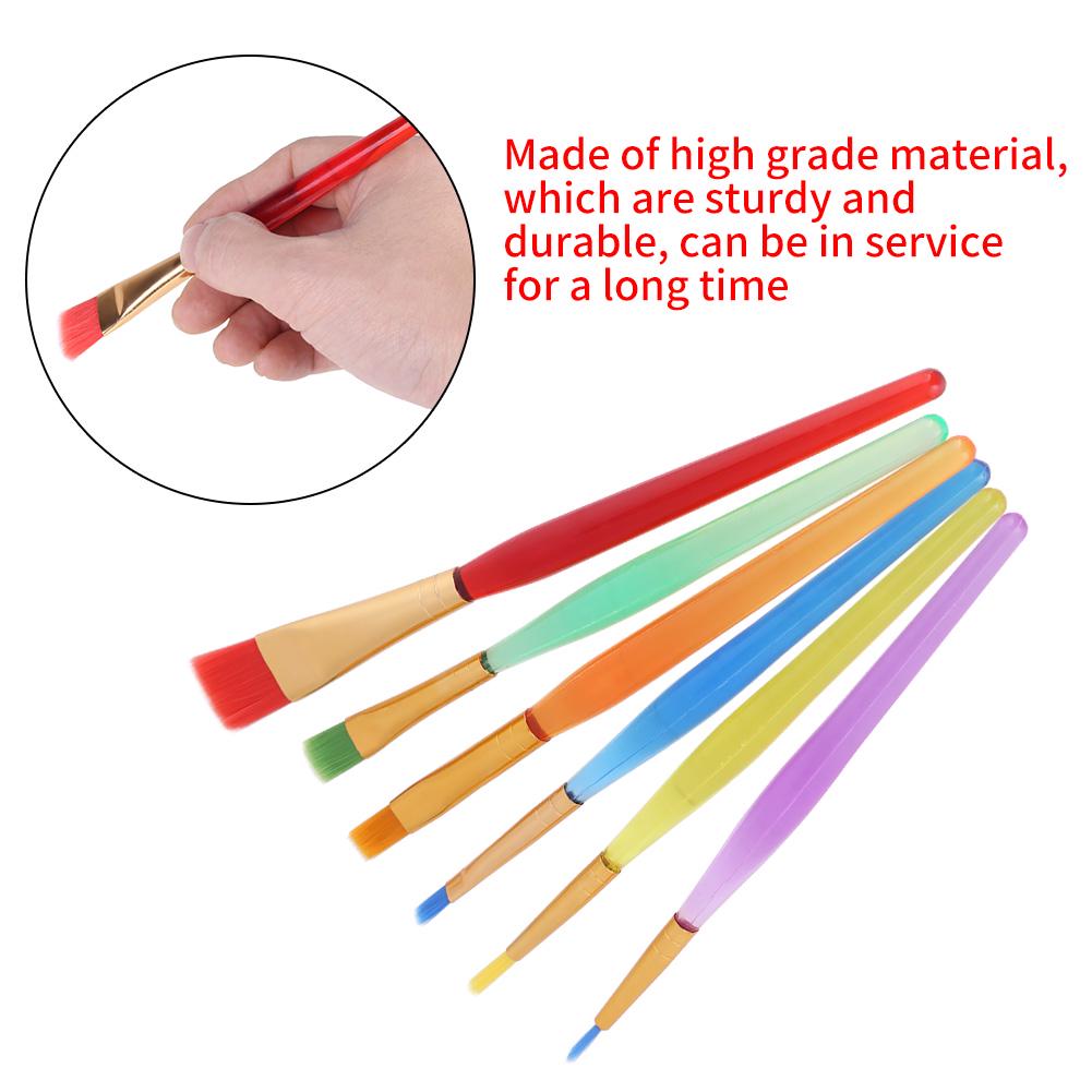 6 Pcs Paint Brush Set, Colorful Nylon Hair Paints Artist Pinteboises with Plastic Handle for Body Rock