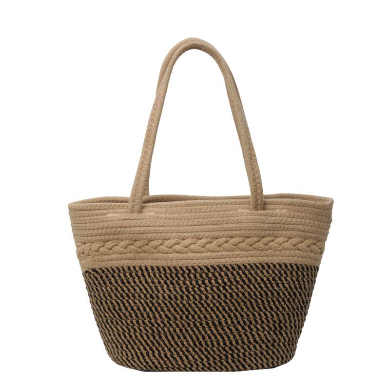 Casual shoulder large capacity bag rope striped design small fresh bag portable tote bag Han Fan fashion