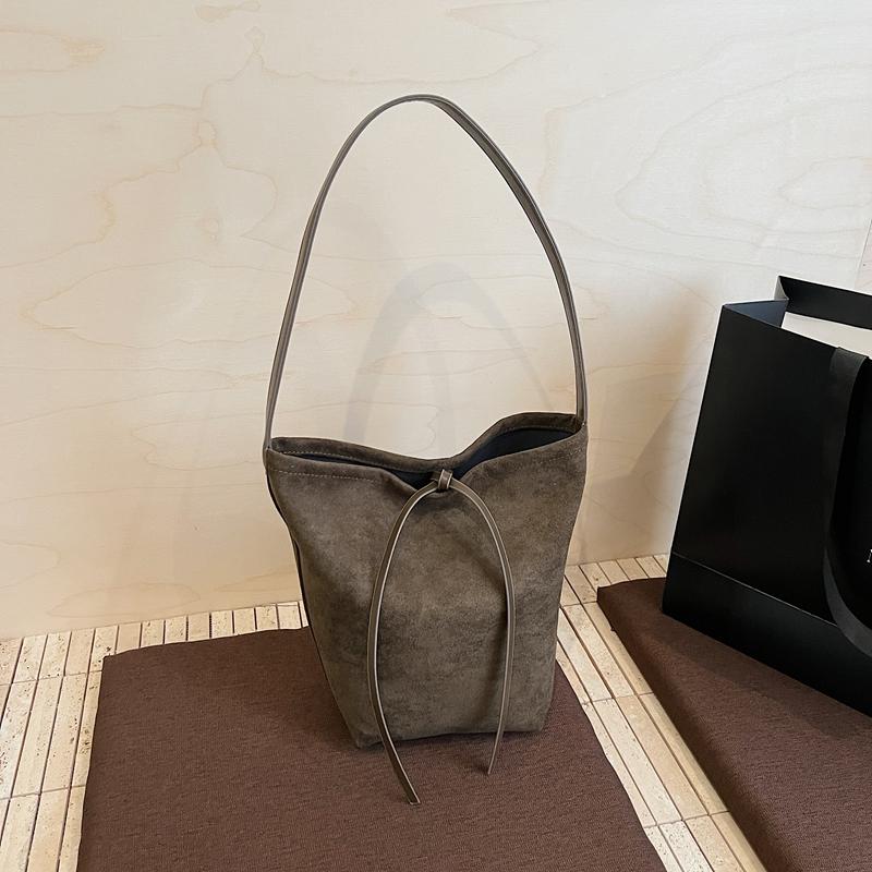Solid Color Casual Bow Korean Version Fashion Matte Large Capacity Retro Tote Underarm Bag Women